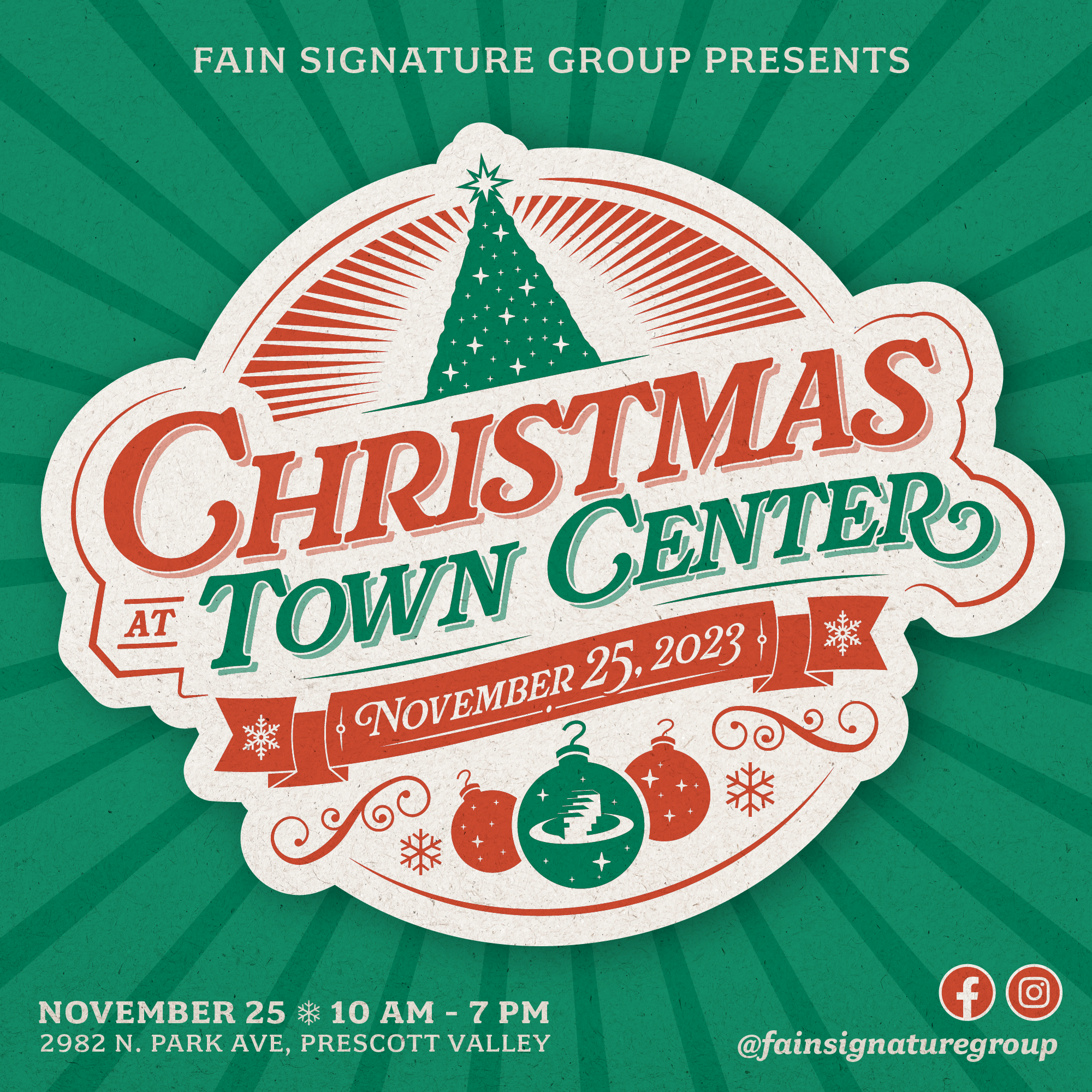 Christmas, town center, prescott valley, events, prescott, tree lighting, fain signature group, santa, games, market, snacks, family, kids, shopping, black friday