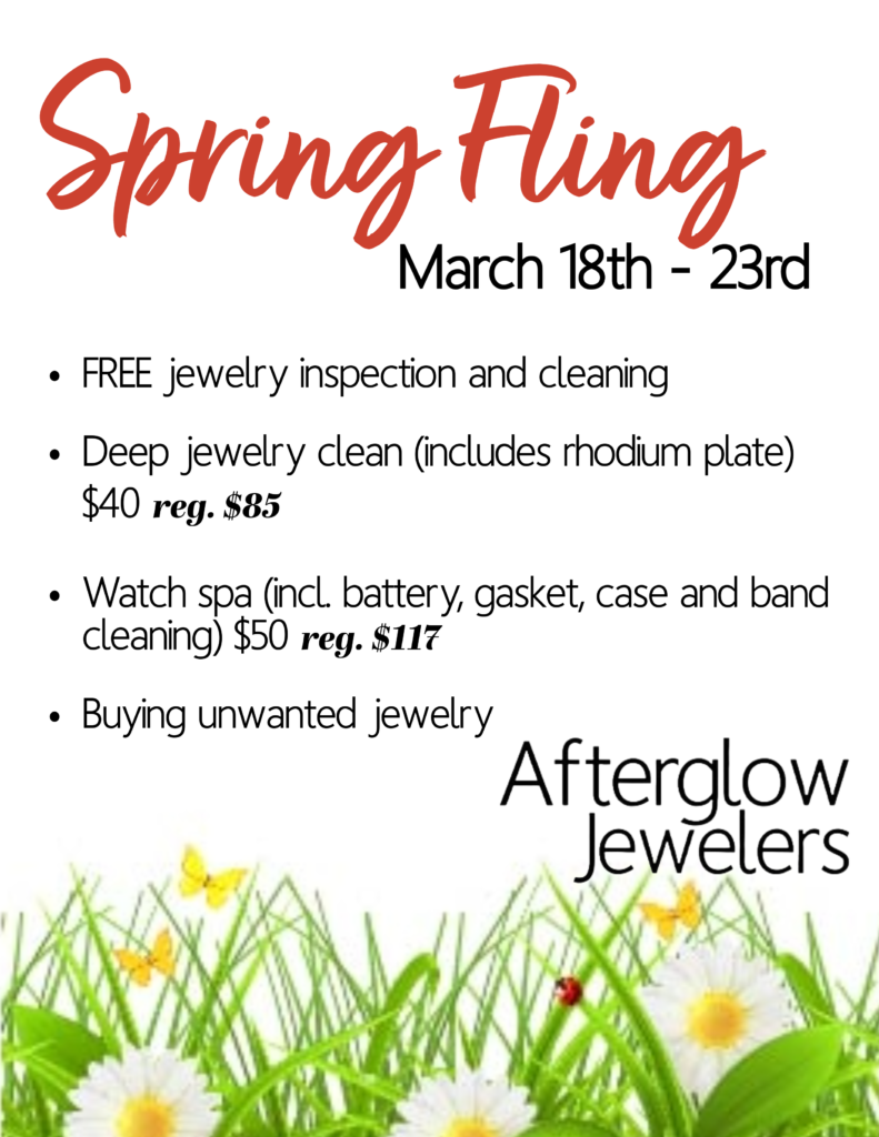 afterglow jewelers, jewelry cleaning, jeweler, spring fling, sale, deals, shopping, retail