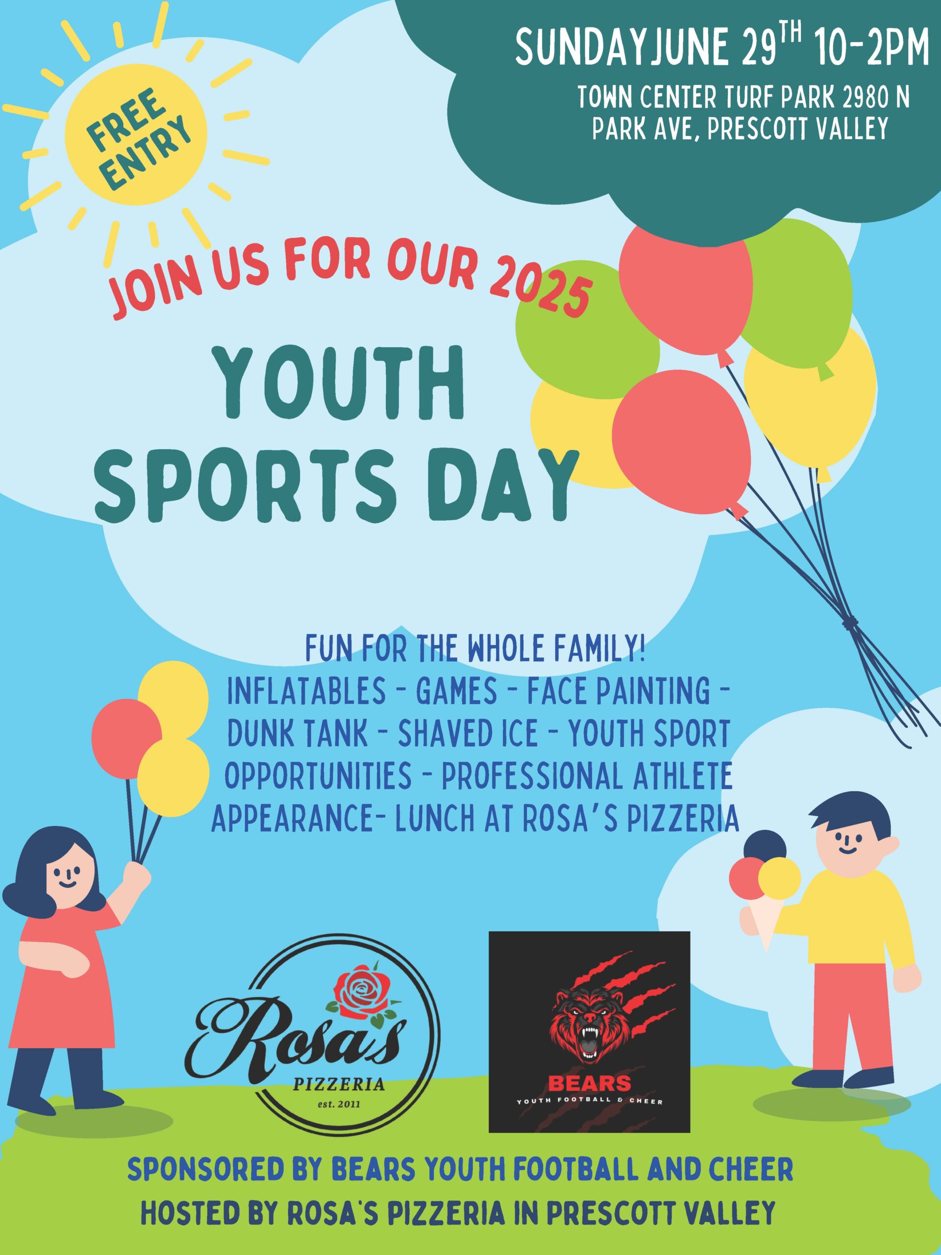 Youth Sports day Flyer with information in event.