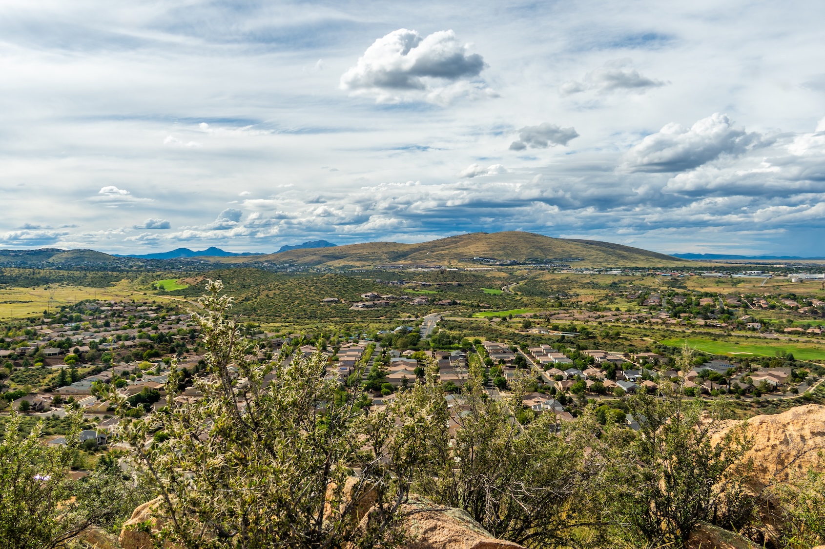 a view of green landscape in Prescott valley Arizona in the summer